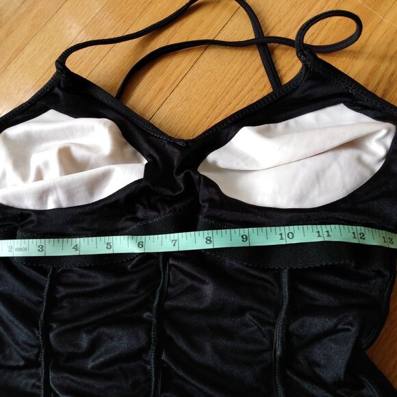 Vintage YSL Swimsuit Sz 14 Yves Saint Laurent Black Ruched 1 Piece Bathing Suit - Picture 7 of 16